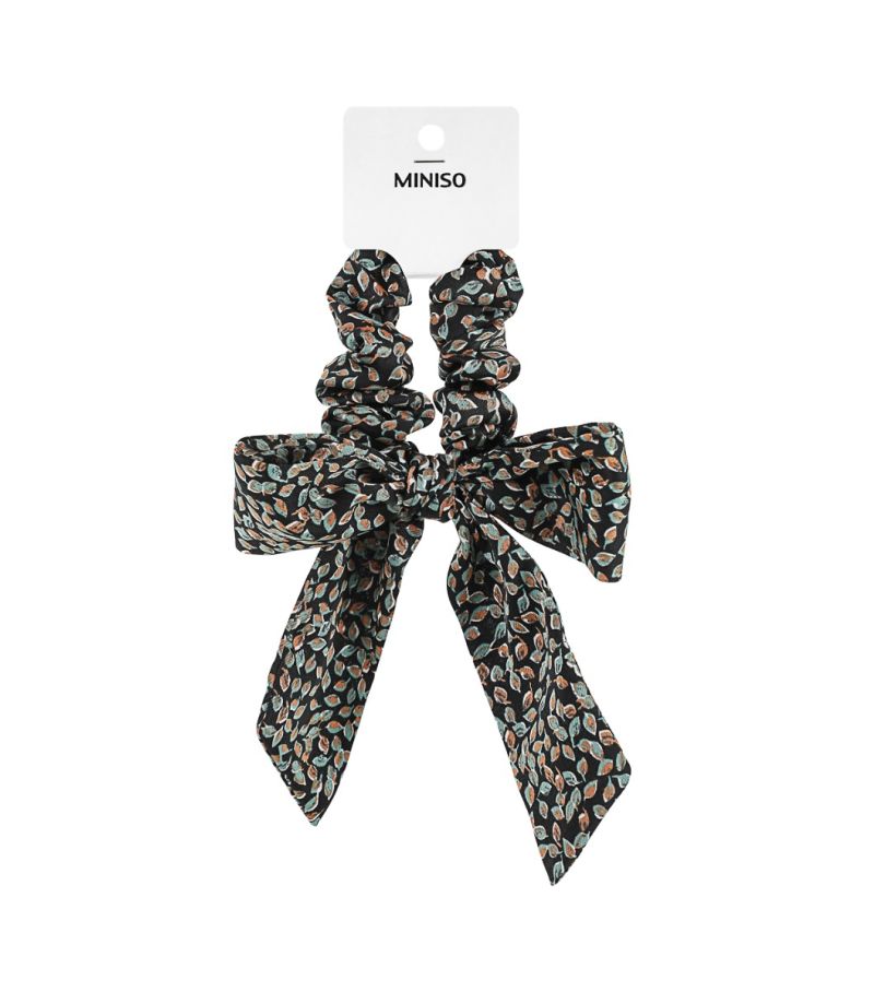 Printed Dark Green Bow - Hair Tie 
