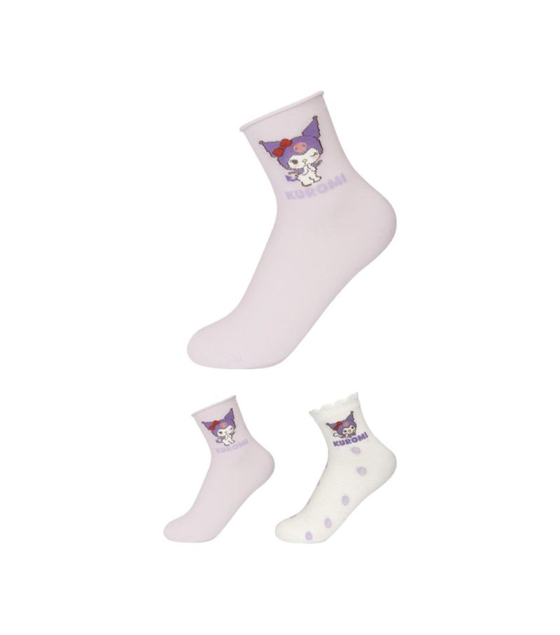 Sanrio Kuromi Strawberry Kids Socks 2 Pairs Size 9-12 Years