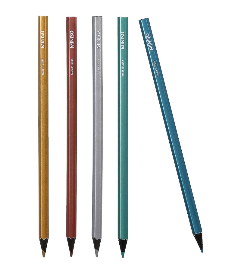 MINISO 5 Pack Metallic Colouring Pencils